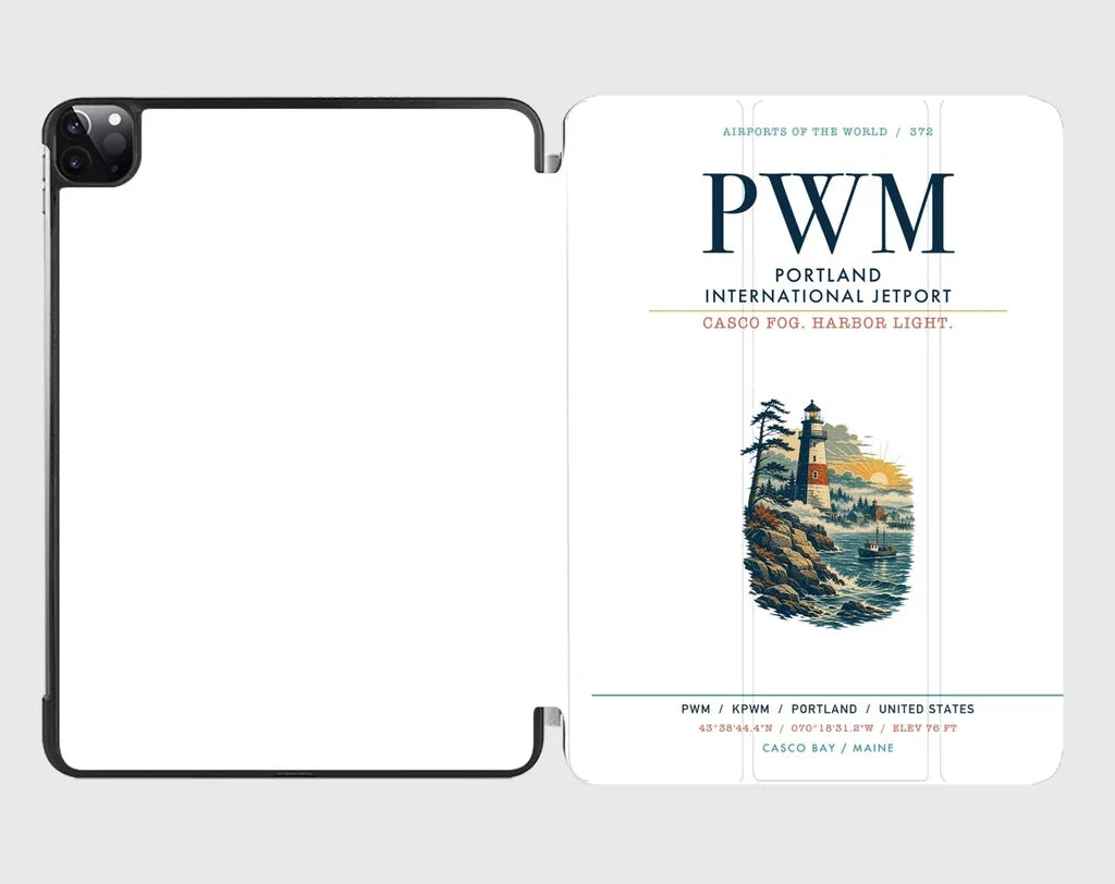 Portland International Jetport (PWM) design on white ipad tablet case