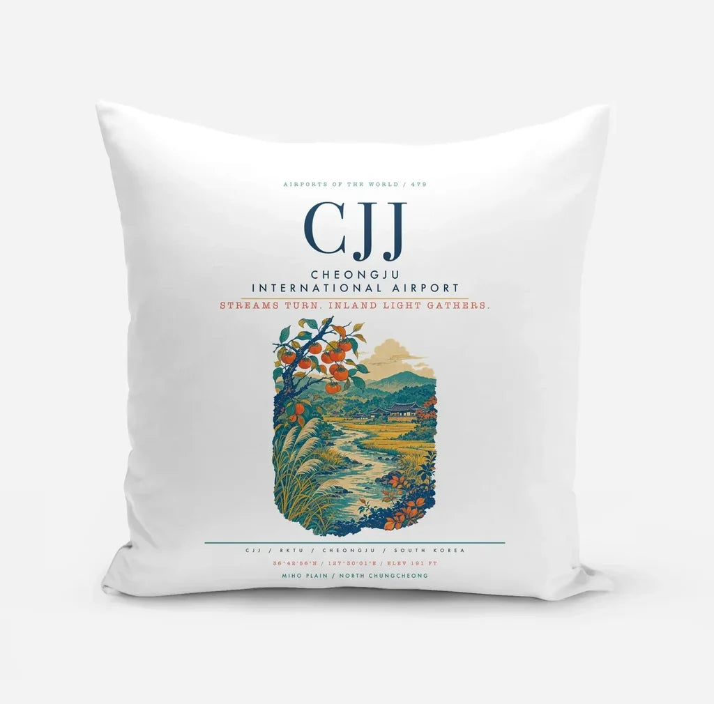 Cheongju International Airport (CJJ) design on white pillow