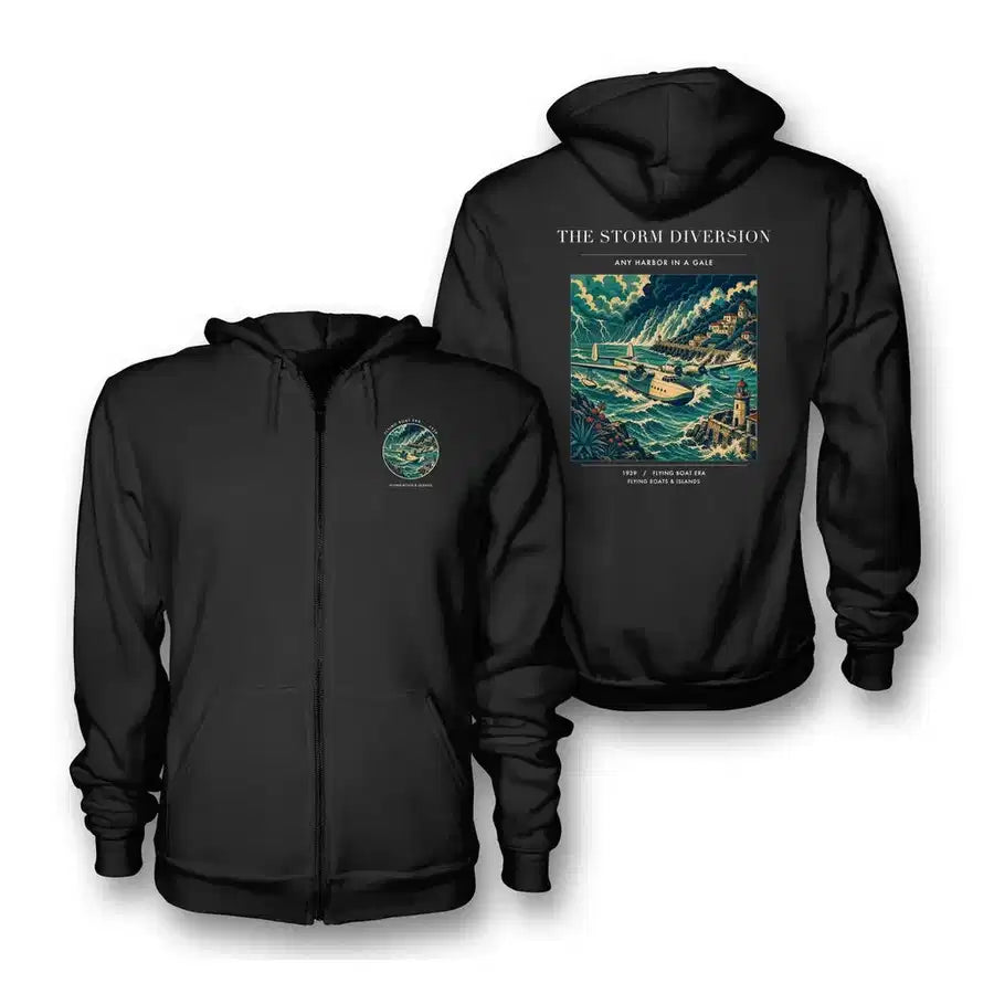 VINTAGE G4074 - The Storm Diversion - Premium Zipped Hoodie design on black