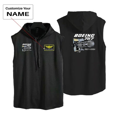 Boeing 757 & Rolls Royce Engine (RB211) aviation design on breathable cotton with hood hooded tank top.