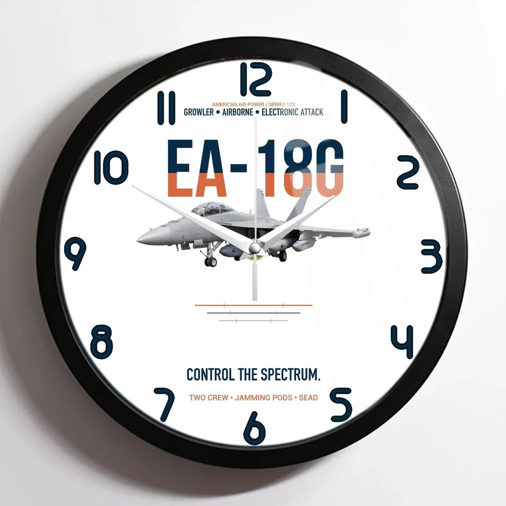 EA-18G Growler Control The Spectrum design on white framed wall clock