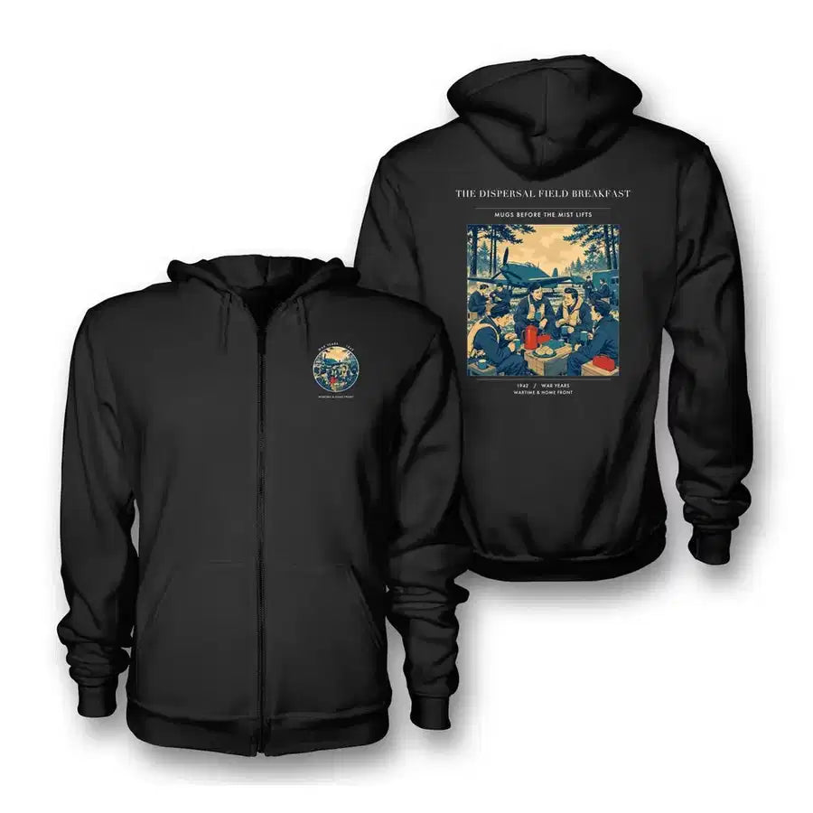 VINTAGE G4511 - The Dispersal Field Breakfast - Premium Zipped Hoodie design on black