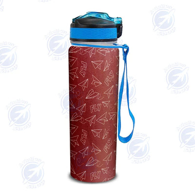 Paper Airplane & Fly (Red) Sports aviation design on sport kettle, insulated bottle with sport spout.