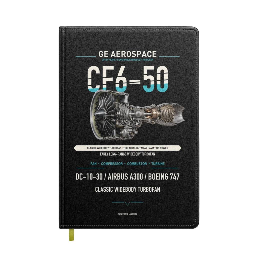 CF6-50 design on black notebook