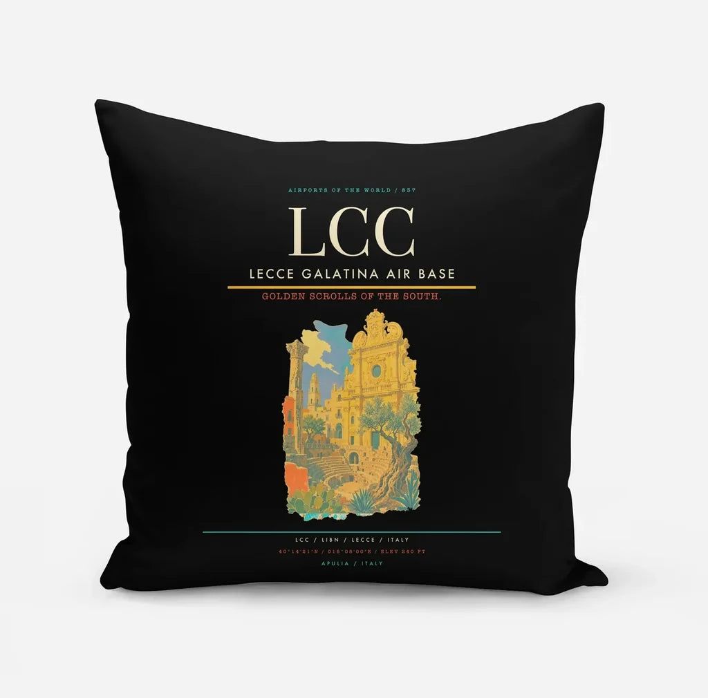Lecce Galatina Air Base (LCC) design on black pillow