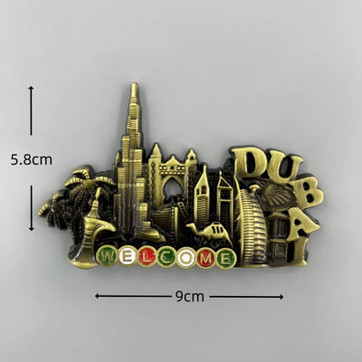 Dubai Landmark Buildings 3D Metal Fridge aviation design 3D metal magnet sticker in 3D metal with magnetic back.