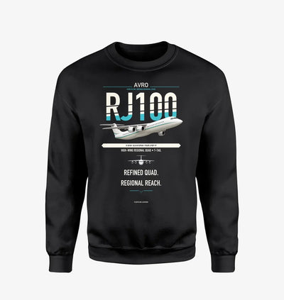 Avro RJ100 design on black sweatshirt