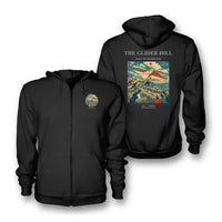 Thumbnail for VINTAGE G4013 - The Glider Hill - Premium Zipped Hoodie design on black