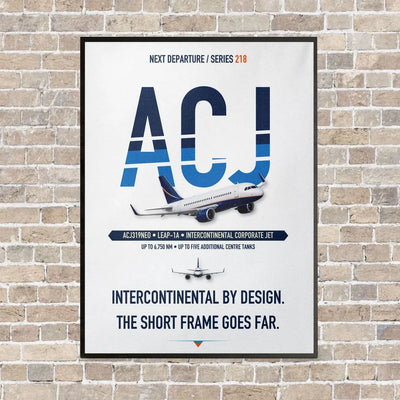 Airbus ACJ319neo vertical canvas print - framed - white background
