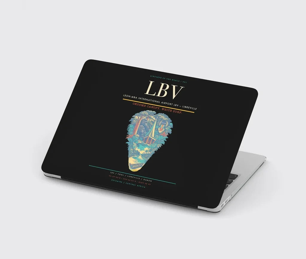 Leon-Mba International Airport (LBV) design on black MacBook case