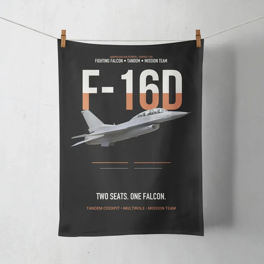 F-16D Fighting Falcon Two Seats One Falcon design on black towel