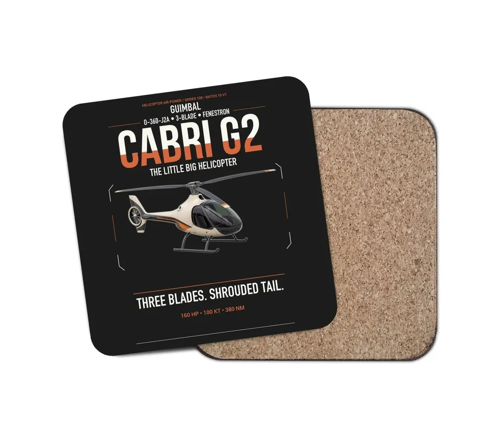 Guimbal Cabri G2 design on black 1 piece coaster