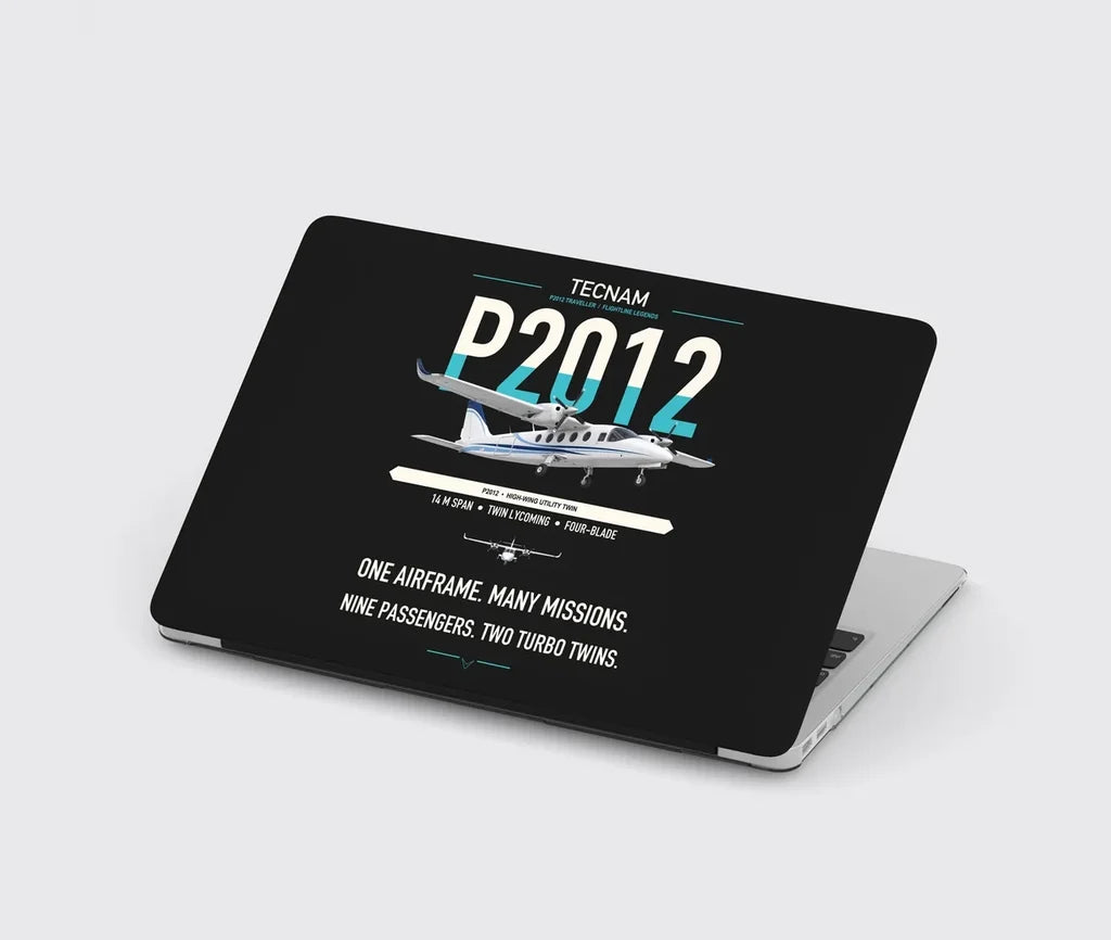 Tecnam P2012 Traveller design on black MacBook case