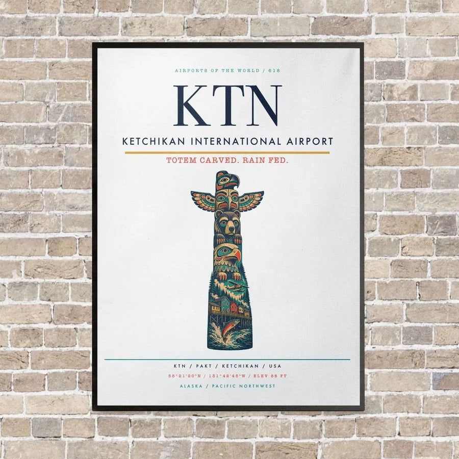 Ketchikan International Airport KTN vertical canvas print - framed - white background