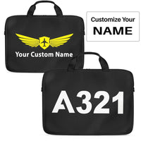 Thumbnail for Airbus A321 Flat Text Laptop & Tablet aviation print laptop & tablet bag, padded polyester.