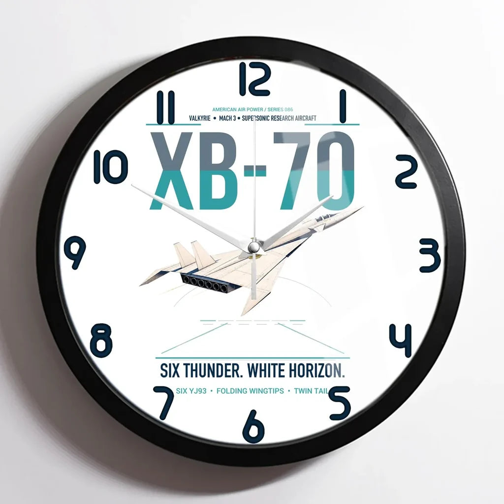 XB-70A Valkyrie design on white framed wall clock