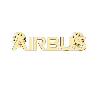 Airbus & Text aviation hollow pin in polished alloy.