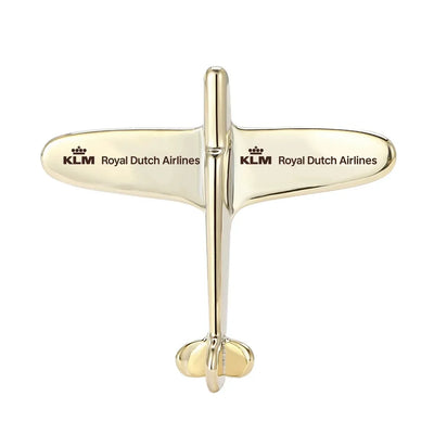 KLM Royal Dutch Airlines Airplane Shape aviation airplane-shape brooch, polished alloy body with engraved detail.