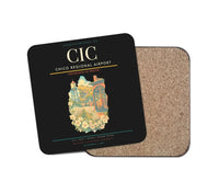 Thumbnail for Chico Regional Airport (CIC) design on black 1 piece coaster