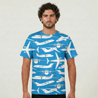 Thumbnail for Big Airplanes aviation design printed on soft cotton 3D-print T-shirt.