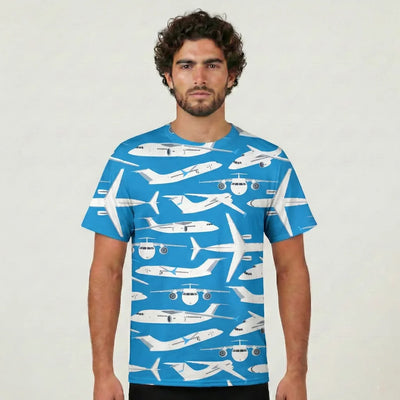 Big Airplanes aviation design printed on soft cotton 3D-print T-shirt.