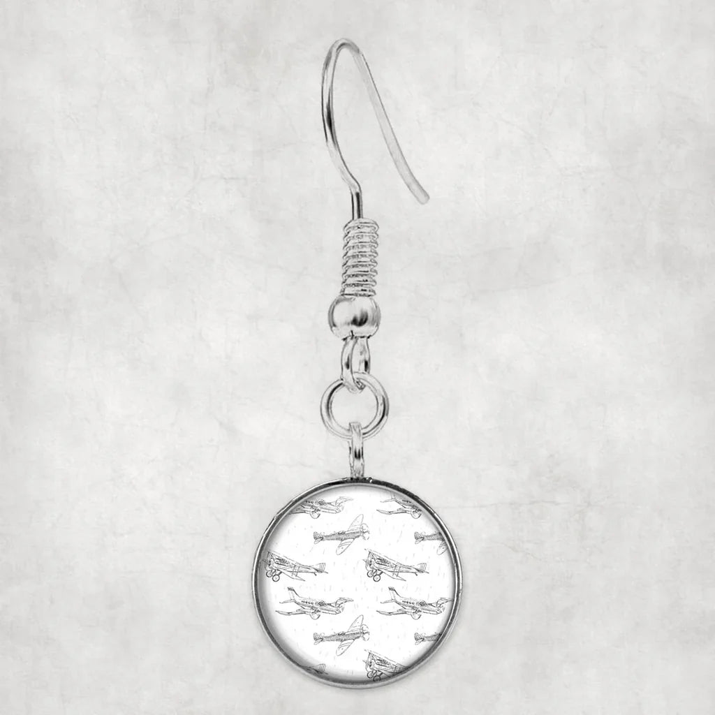 Side view of Super Aircrafts aviation earrings in hypoallergenic alloy, polished finish.