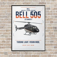 Thumbnail for Bell 505 Jet Ranger X vertical canvas print - framed - white background