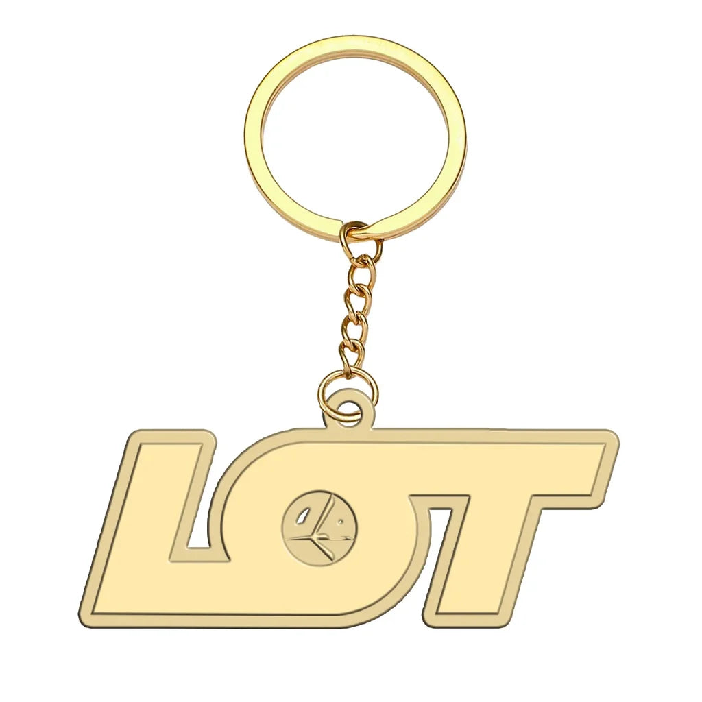 LOT Polish Airlines aviation hollow key chain in polished alloy.