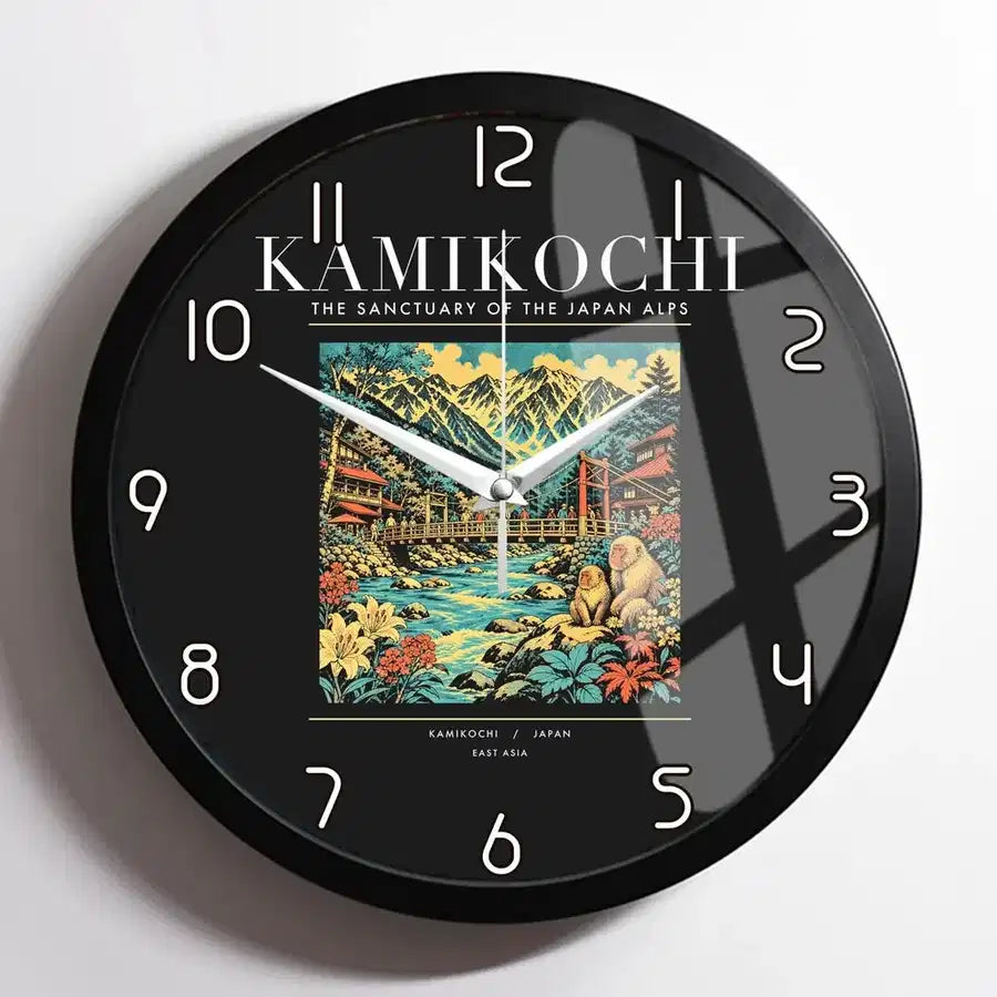 KAMIKOCHI - Poster - Wall Clock Framed - Black