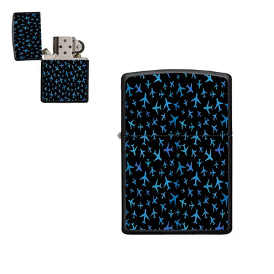 Many Airplanes Black aviation metal lighter in premium metal alloy.