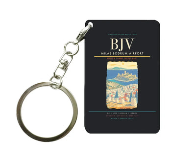 Milas-Bodrum Airport BJV Key Chain design on black key chain