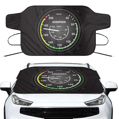 Airplane Instruments-Airspeed Car aviation design on car windshield cover.
