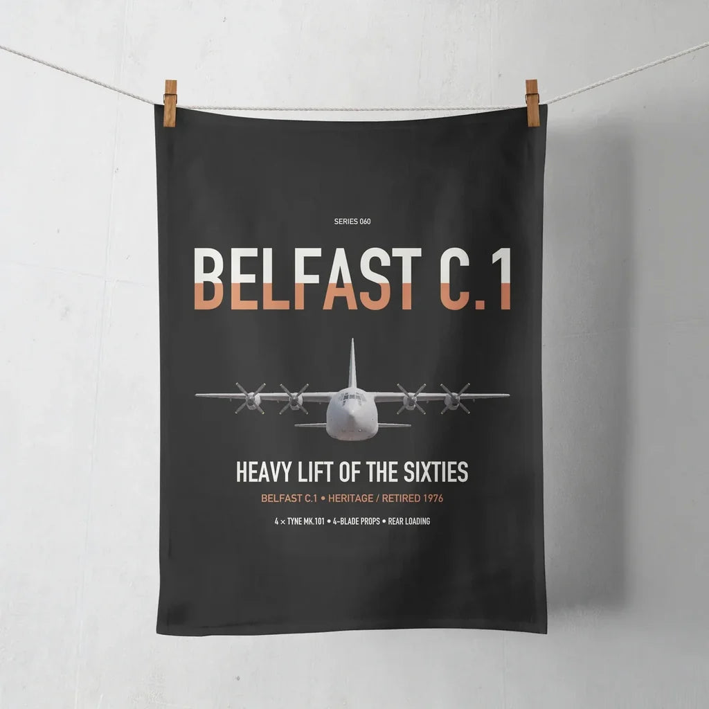Short Belfast C.1 design on black towel