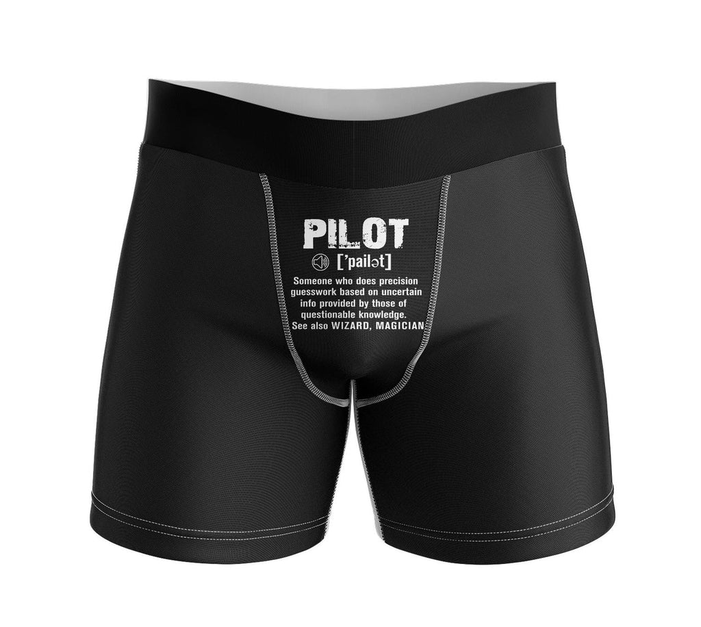 Pilot [Noun] aviation design on soft cotton blend men's boxers.