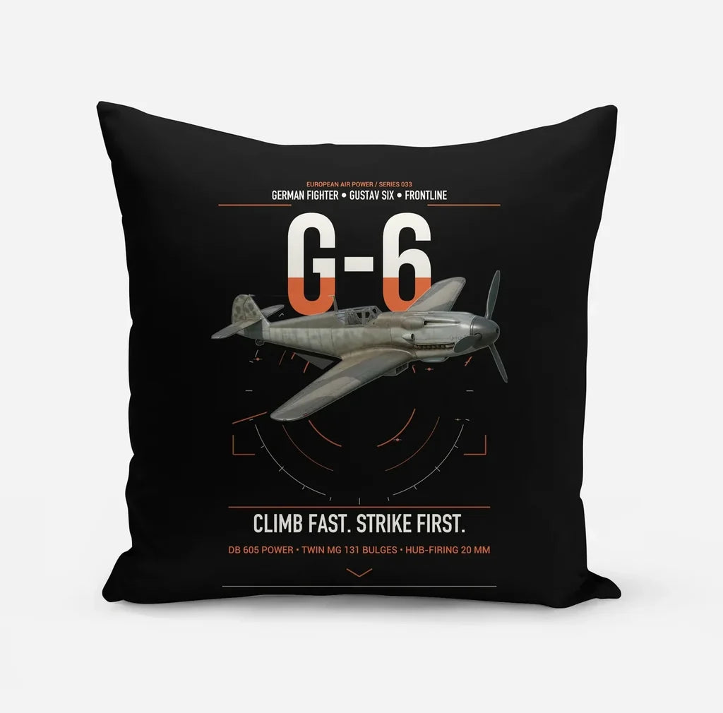 Messerschmitt Bf 109G-6 design on black pillow