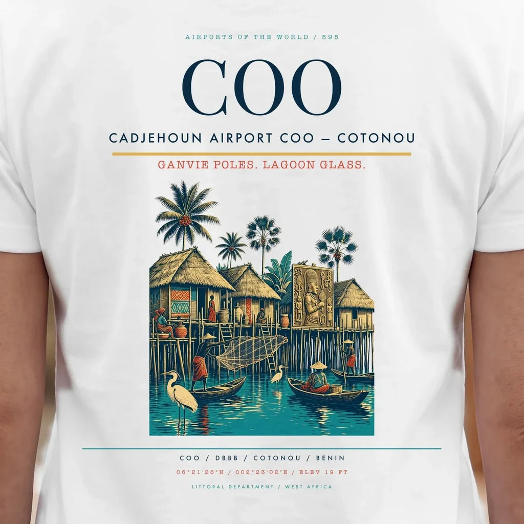 Cadjehoun Airport (COO) double-side t-shirt design close-up cover