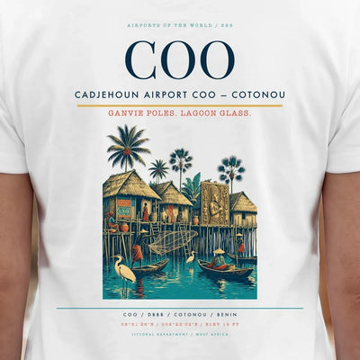 Cadjehoun Airport (COO) double-side t-shirt design close-up cover