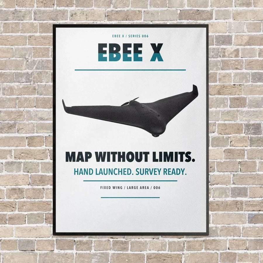 AgEagle eBee X vertical canvas print - framed - white background