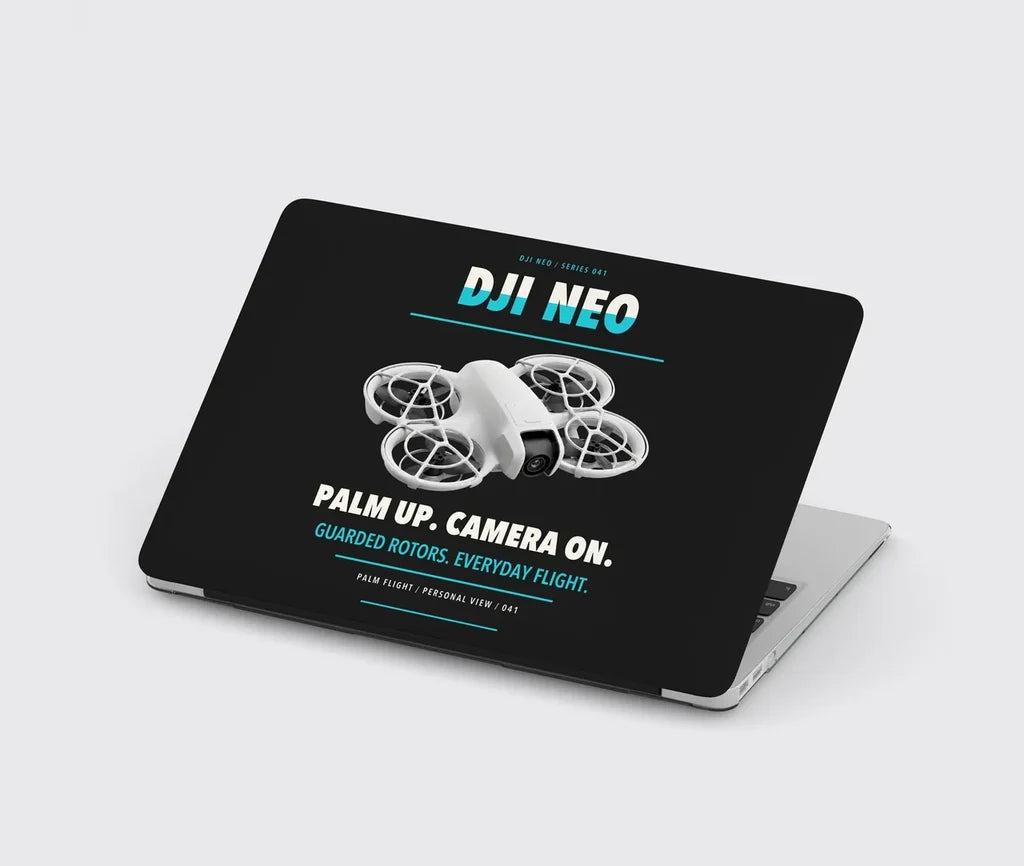 DJI Neo design on black MacBook case