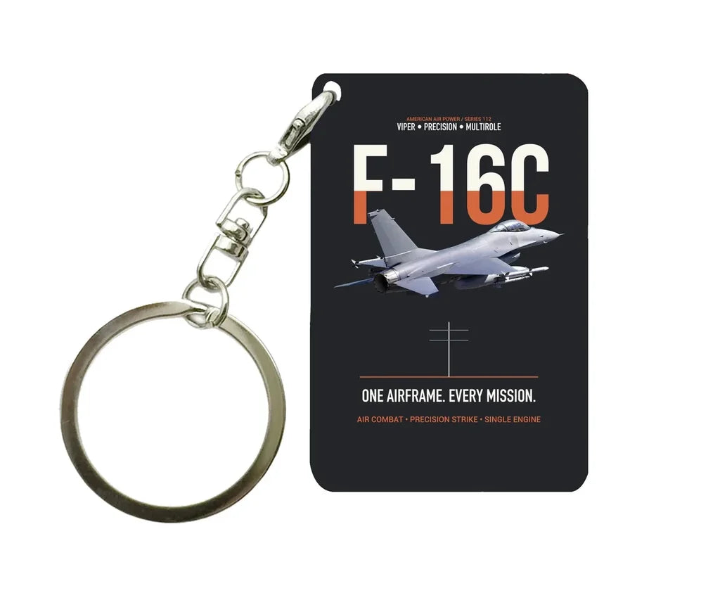 F-16C FIGHTING FALCON Key Chain design on black key chain