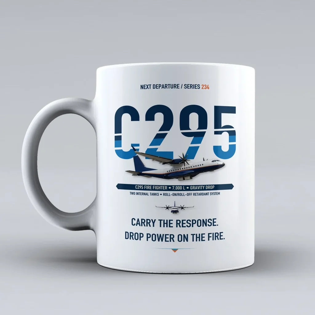 C295 Firefighter Mug design on white airbus
