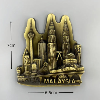Malaysia Landmark Building 3D Metal Fridge aviation design 3D metal magnet sticker in 3D metal with magnetic back.