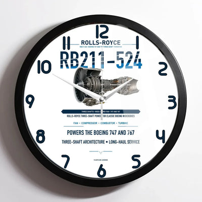 RB211-524 design on white framed wall clock