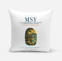 Thumbnail for Louis Armstrong New Orleans International Airport (MSY) design on white pillow