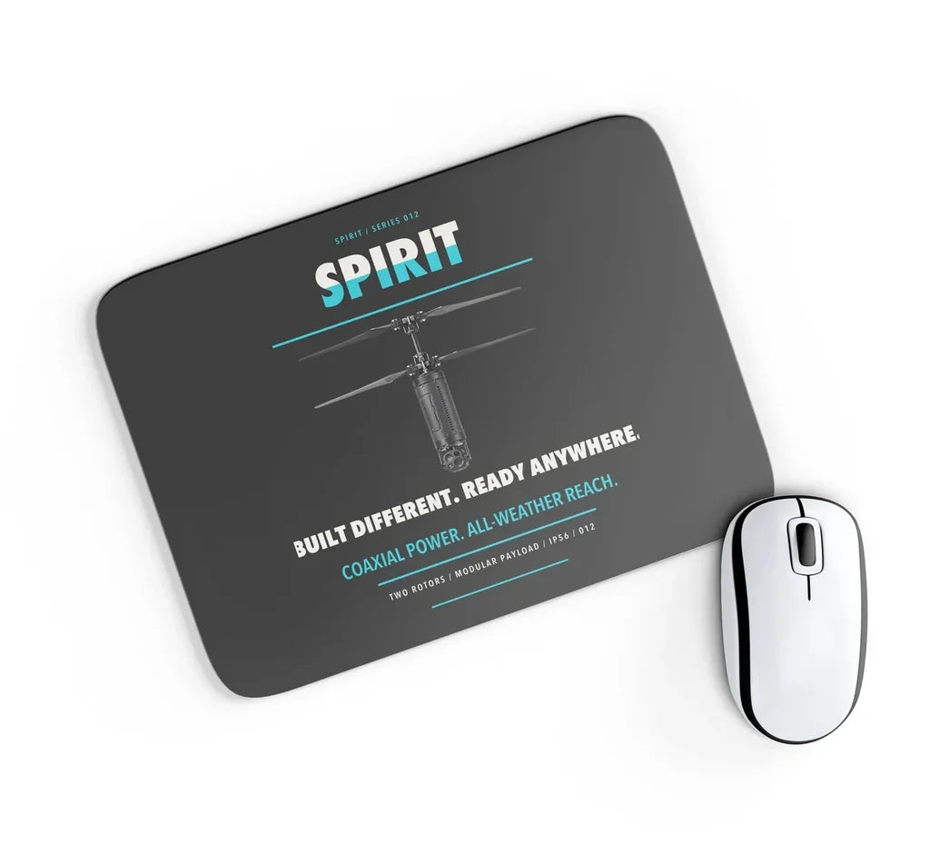 Ascent AeroSystems Spirit design on black rectangle mouse pad