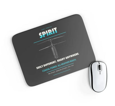 Ascent AeroSystems Spirit design on black rectangle mouse pad