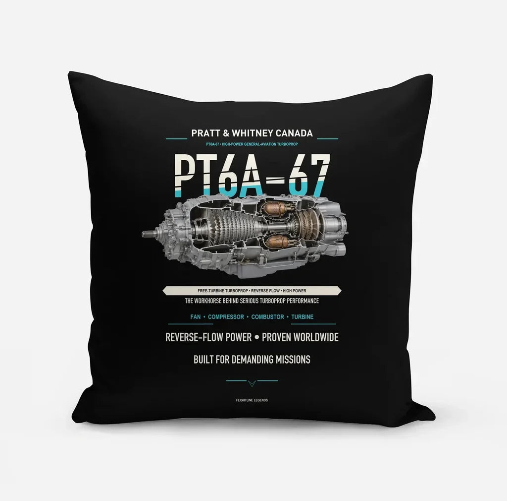 PT6A-67 design on black pillow