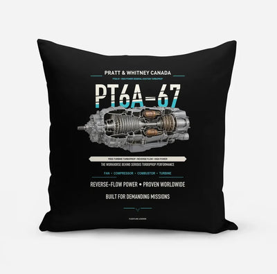 PT6A-67 design on black pillow