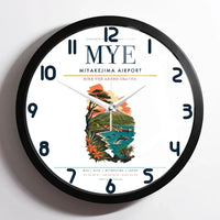 Thumbnail for Miyakejima Airport (MYE) design on white framed wall clock