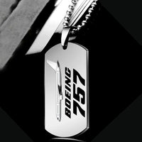 Thumbnail for Side view of The Boeing 757 aviation necklace in polished metal, polished finish.